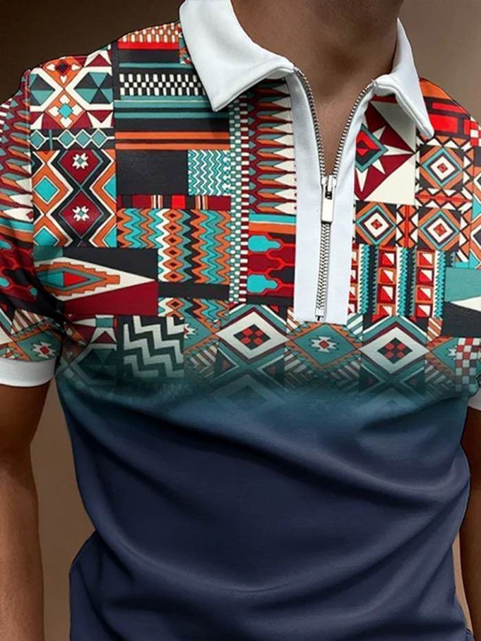 Men's Art Ethnic Style Print Polo Shirt