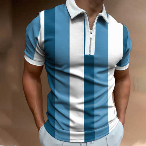 Checked Texture Print Short-sleeved Polo Shirt