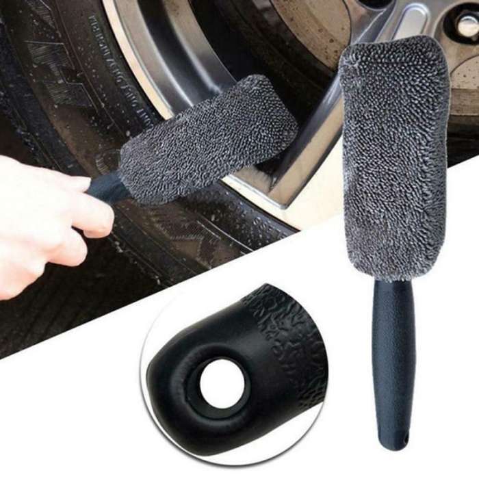 Car Microfiber Wheel Tire Rim Brush Car Wash Cleaner Plastic Handle for Car Wash Car Cleaning Accessories Sponges, Cloths & Bru