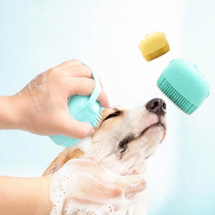 Pet Dog Bathing Soft Brushes Safety Silicone Comb with Shampoo Box Massage Comb Puppy Cats Shower Grooming Tool Pet Accessories