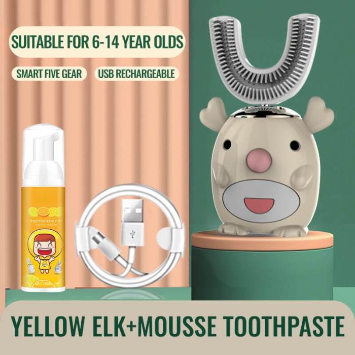 🔥Free shipping and free toothpaste🔥Smart 360 degree U-shaped children's electric toothbrush