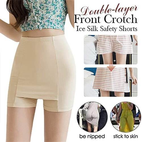 🔥Hot Sale🔥Double-layer Front CrotchIce Silk Safety Shorts