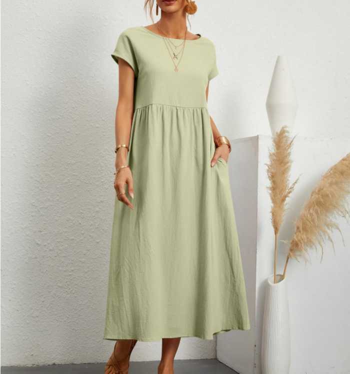 Last Day Promotion 70% off 🔥2023 spring fashion solid color cotton linen pocket dress
