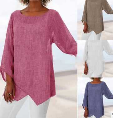 🔥LAST DAY 70% OFF🔥Summer irregular hem cotton linen women's tops
