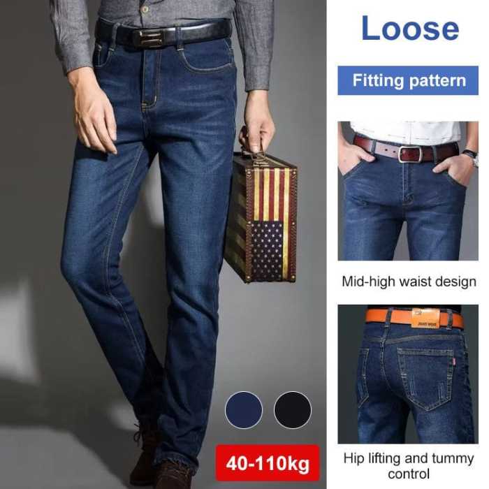 🔥Hot Sale🔥Male Loose Stretchy Denim Straight Pants