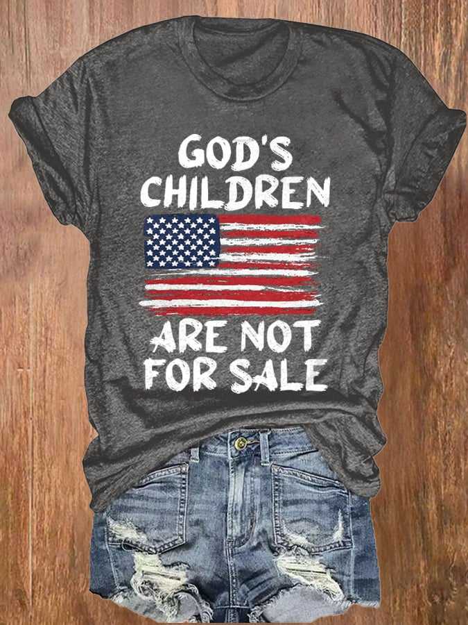 God's Children Are Not For Sale Flag Print T-Shirt