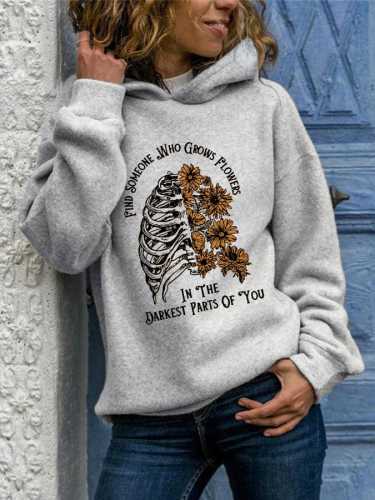 Women's 'Zach Bryan, Find Someone Who Grows Flowers In The Darkest Parts Of You' Print Hoodie