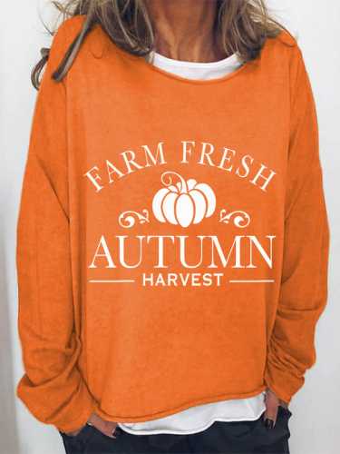 Farm Fresh Autumn Harvest Printed Women's Crew T-shirt