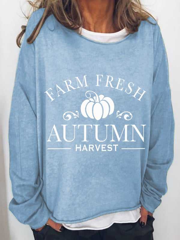 Farm Fresh Autumn Harvest Printed Women's Crew T-shirt