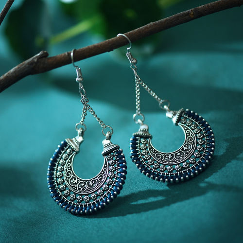 Scalloped hollow ethnic vintage ladies all-match earrings