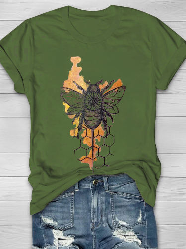 Honey Bee Printed Women's Crew Neck T-shirt