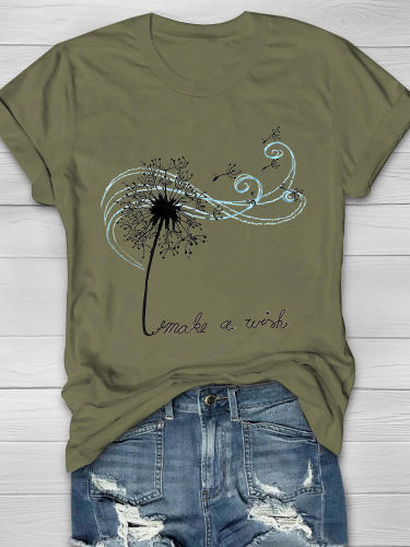 Make A Wish Dandelion Printed Women's T-shirt