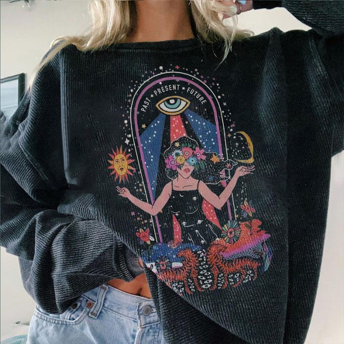 Beautiful Women Sun Moon Print Sweatshirt