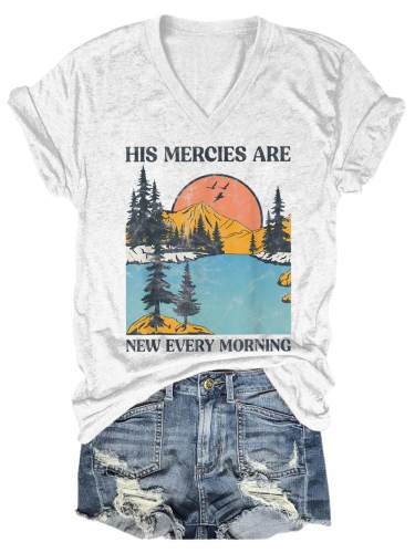 His Mercies Are New Every Moring Print V-neck Women's T-shirt