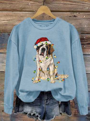 Women's Christmas Dog Mom Print Sweatshirt