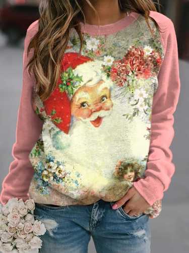 Women'S Merry Chrismas Print Crew Neck Sweatshirt