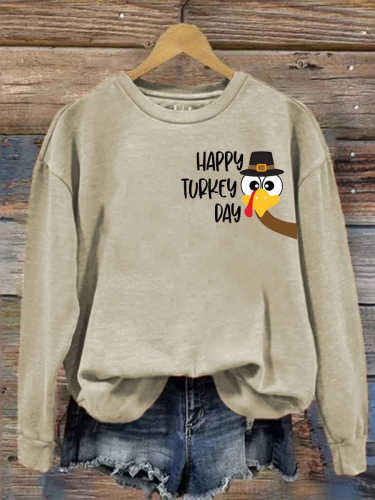 Women's Thanksgiving Happy Turkey Day Chicken Art Print Casual Sweatshirt