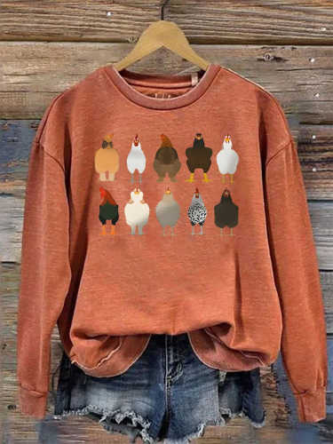 Women's Thanksgiving Turkey Chicken Art Print Casual Sweatshirt