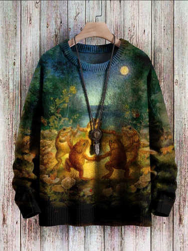 Toad Art  Print Pullover Knitted Sweater