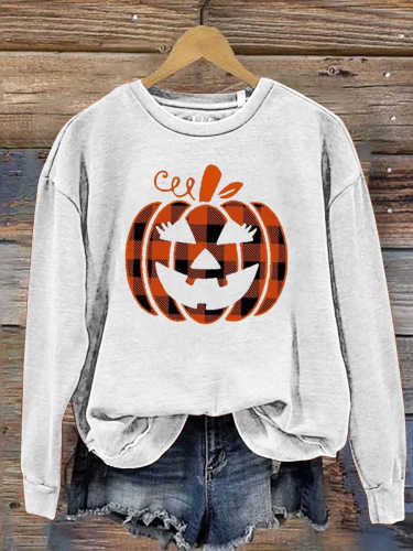 Women's Thanksgiving Fall Pumpkin Art Print Casual Sweatshirt