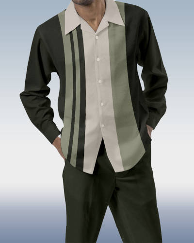 Suitmens Men's Color Block Print Long Sleeve Walking Suit 190