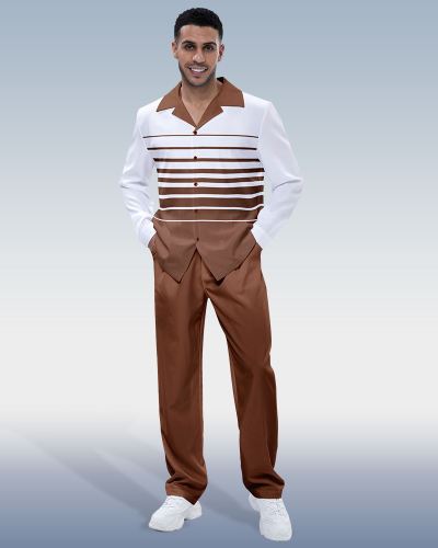 Suitmens Men's Striped Print Long Sleeve Walking Suit 193
