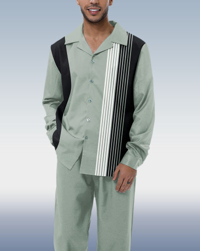 Suitmens Men's 2-piece long-sleeve suit with vertical stripes