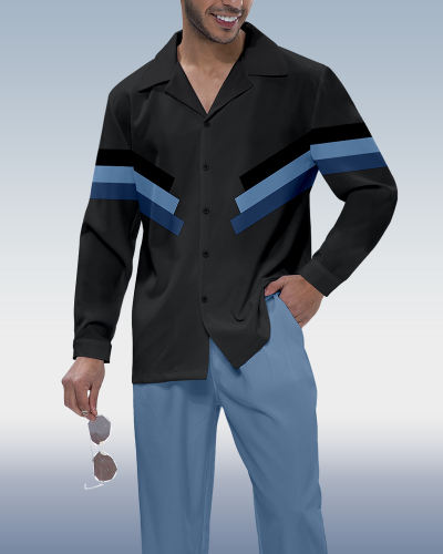 Suitmens Men's Colorblock Long Sleeve Shirt Walking Set 211