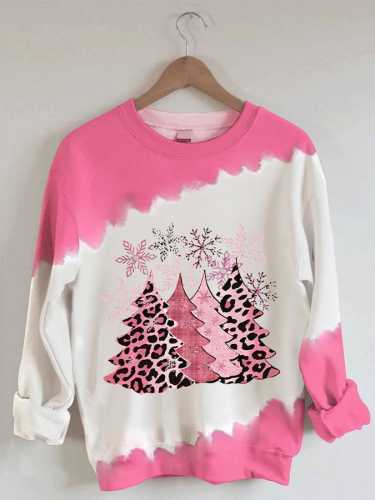 Women's Pink Leopard   Tree Print Sweatshirt