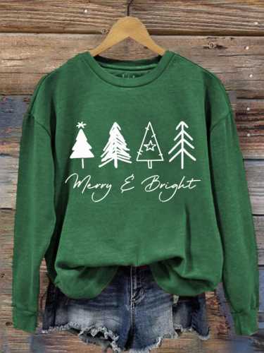 Women's Christmas Merry & Bright Printed Sweatshirt