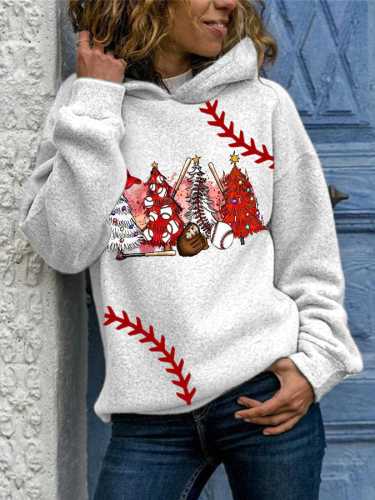 Women's   Baseball Print Hoodie Sweatshirt