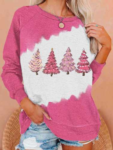Women's Pink Tree Print Sweatshirt