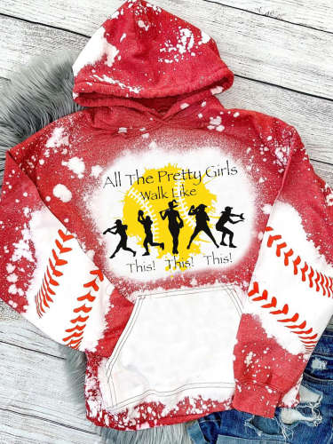 Women's Softball Print Hoodie Tie Dye Sweatshirt