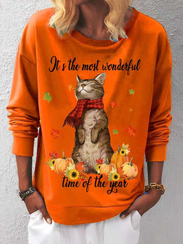 It's The Most Wonderful Time Of The Year Cat Print Top