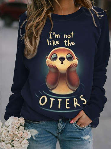 Funny Otter Print Crewneck Top