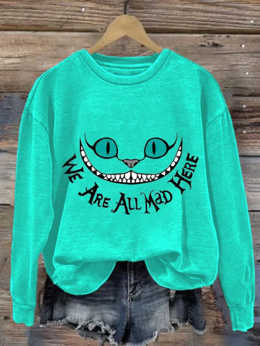 Cheshire Cat We're All Mad Here Long Sleeve Top