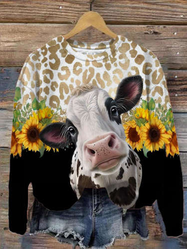 Sunflower Farm Cow Long Sleeve Top