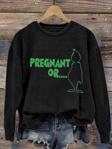 Women's Casual Pregnant Or Printed Long Sleeve Sweatshirt