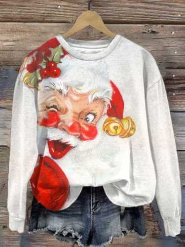 Women's Christmas Vintage Print Long Sleeve Sweatshirt