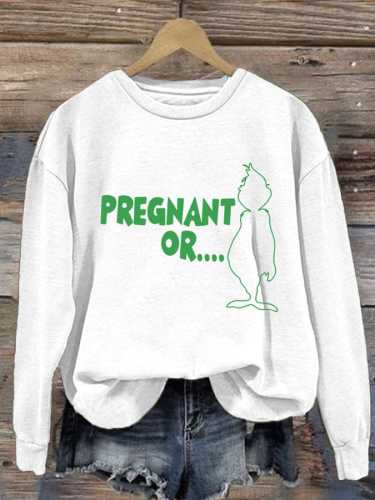 Women's Casual Pregnant Or Printed Long Sleeve Sweatshirt