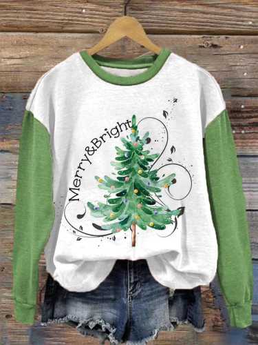 Women's Merry And Bright Christmas Tree Sweatshirt