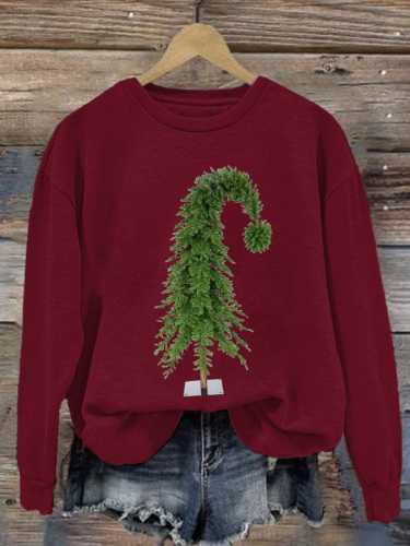 Women'S Casual Christmas Tree Printed Long Sleeve Sweatshirt