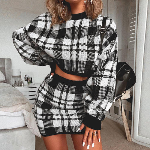 Casual Plaid Print Long Sleeves Two-piece Set