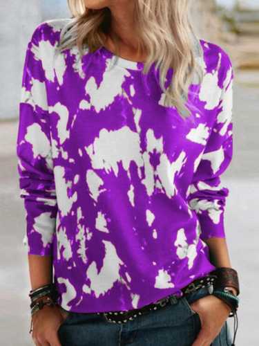 New Ice-cream Color Printing Long-sleeved O-Neck Pullover Sweater