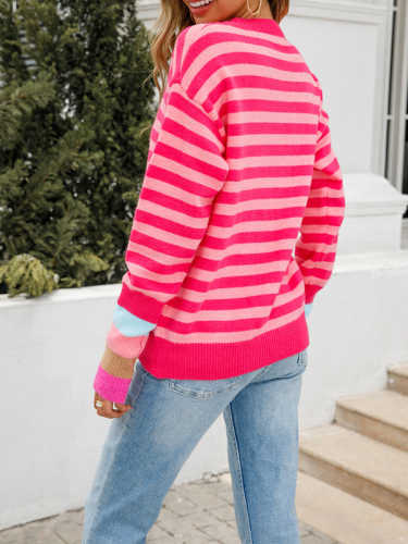 Crewneck Striped Knit Pullover Sweater