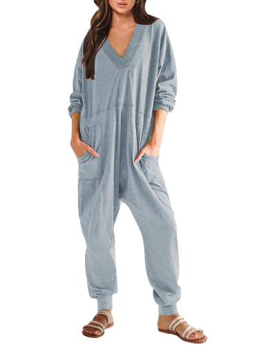 Women's Loose Long Sleeve Jumpsuit with Pockets