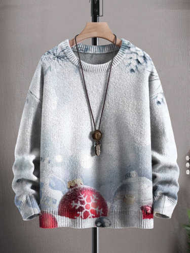 Merry Chrismas Bell Snowflake Winter Print Casual Sweatshirt