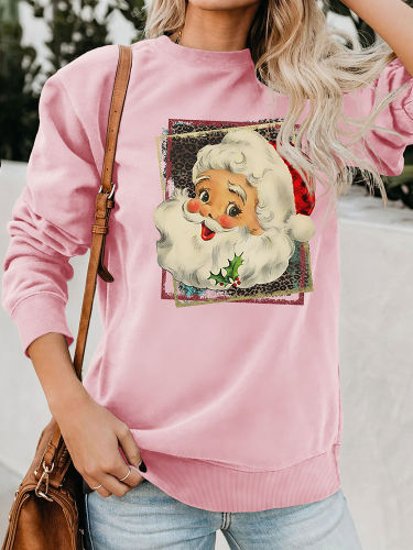 Santa Claus Printed Loose Pullover Sweatshirt