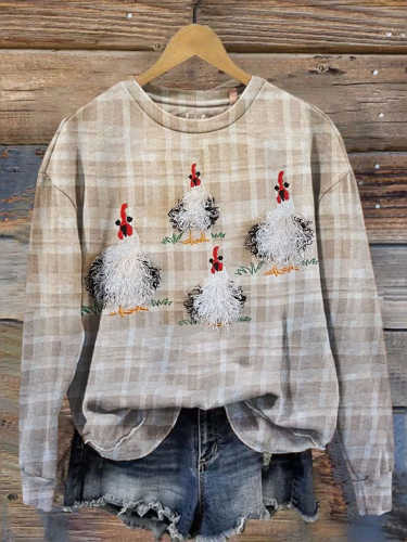 Tassel Christmas Thanksgiving Turkey Chicken Art Design Print Casual Sweatshirt