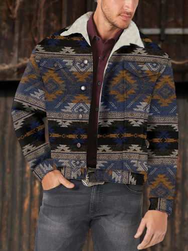 Retro Western Style Men'S Warm Jacket